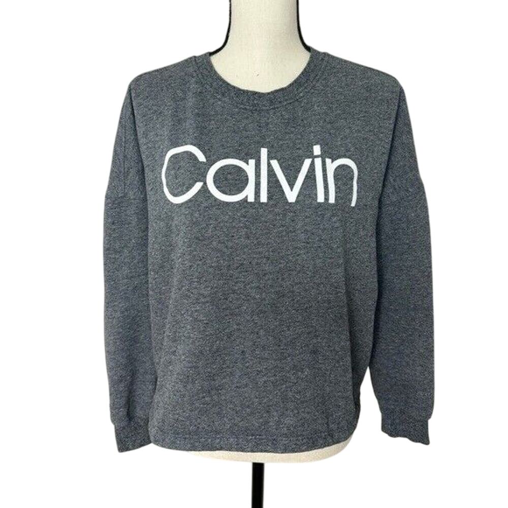 Calvin Klein Athleisure Women's M Gray Pullover Sweatshirt Long Sleeves CrewNeck